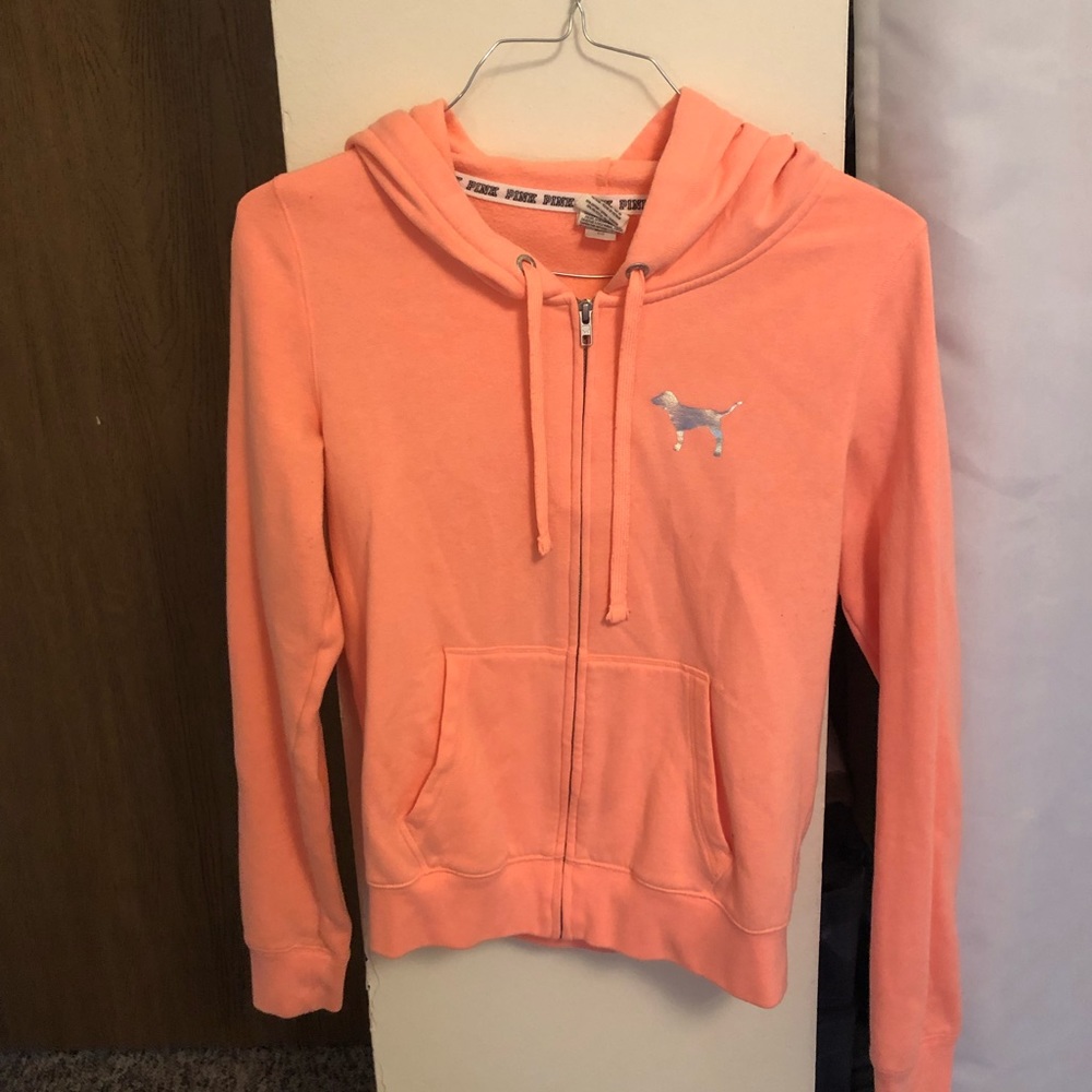PINK bright orange zip up